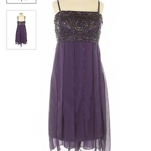 Sue Wong Purple Beaded Cocktail Dress
